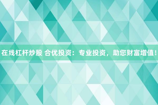 在线杠杆炒股 合优投资：专业投资，助您财富增值！