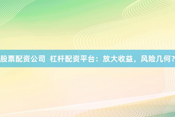 股票配资公司  杠杆配资平台：放大收益，风险几何？
