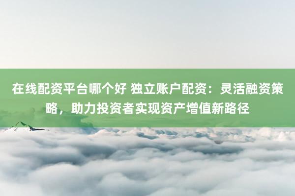 在线配资平台哪个好 独立账户配资：灵活融资策略，助力投资者实现资产增值新路径