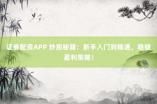 证券配资APP 炒股秘籍：新手入门到精通，稳健盈利策略！