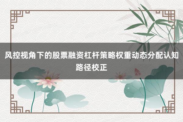 风控视角下的股票融资杠杆策略权重动态分配认知路径校正