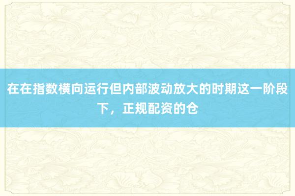 在在指数横向运行但内部波动放大的时期这一阶段下，正规配资的仓