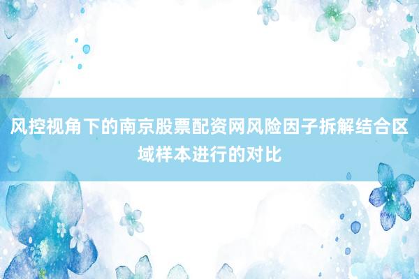 风控视角下的南京股票配资网风险因子拆解结合区域样本进行的对比