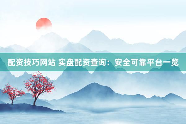 配资技巧网站 实盘配资查询：安全可靠平台一览