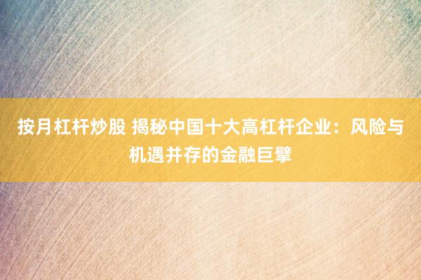 按月杠杆炒股 揭秘中国十大高杠杆企业：风险与机遇并存的金融巨擘