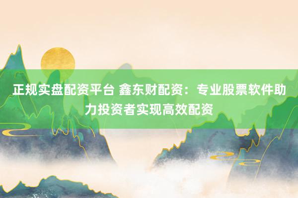 正规实盘配资平台 鑫东财配资：专业股票软件助力投资者实现高效配资