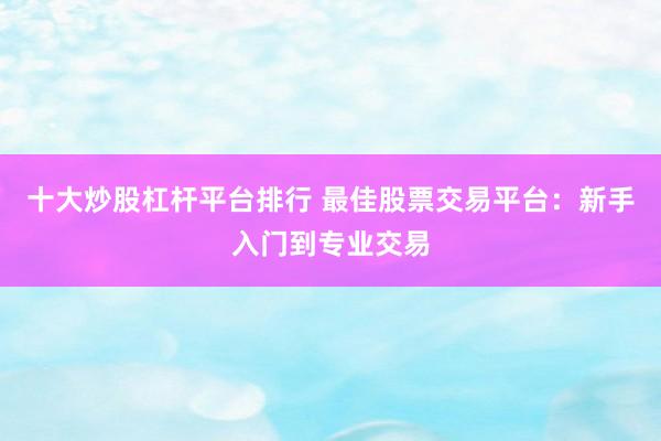 十大炒股杠杆平台排行 最佳股票交易平台：新手入门到专业交易